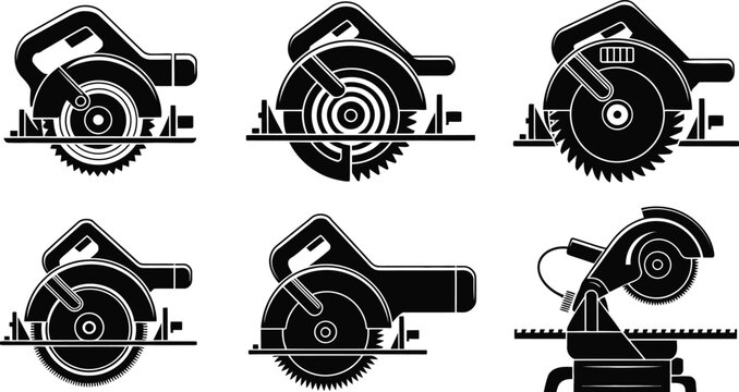 Circular power saws and miter saw vector icon