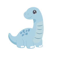 Cute Brontosaurus Dinosaur Cartoon Vector Illustration Isolated on White Background © Ruang