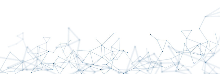 Abstract blue connected dots and lines network on black technology background with copy space © Abduls