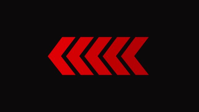 RED Glowing Chevron Right Arrow Fast Forward Loading HUD Loop Motion Graphics Background Animation