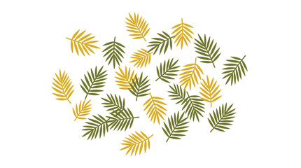 Naklejka premium Scattered Autumn Palm Leaves - Yellow and Green Foliage Pattern