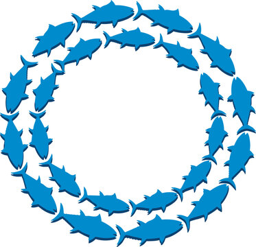Shark Circle Frame Illustration with Marine Life and Ocean Wildlife Design