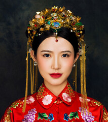 Obraz premium Asian red ancient costume female style