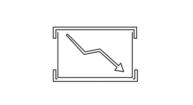 Falling Stock Market Graph Icon, Business Down Trend Arrow, Financial Crisis Concept