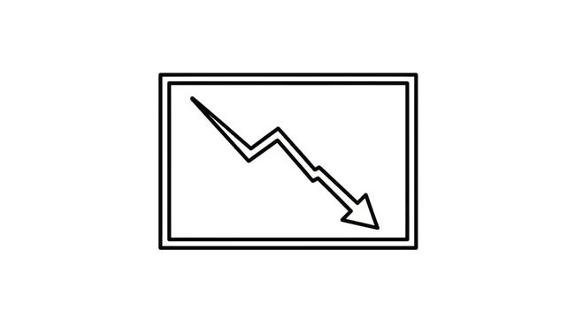 Falling stock market graph icon, business recession, financial crisis, down trend line