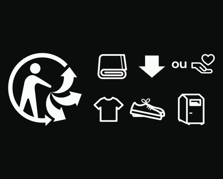 Triman French clothing recycling scheme label with drop-off instructions for fashion packaging promoting circular economy and textile waste reduction