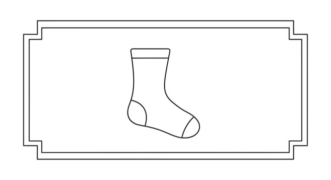 Simple Outline Drawing of a Sock on a Decorative Label Background
