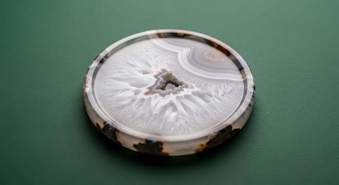 Close-up of silver coin with embossed design.