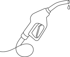 Fototapeta premium Minimal One Line Fuel Nozzle Continuous Line Art Illustration.