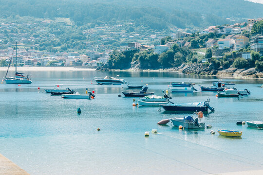 Beluso seascape located in the bay of Bueu, in the province of Pontevedra, Galicia, Spain