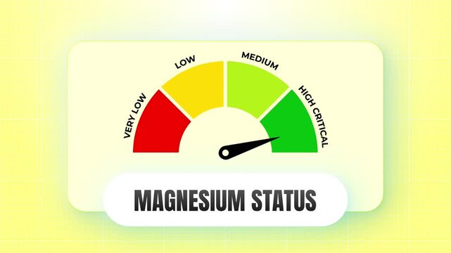 Magnesium Status Gauge Meter Animation with Swinging Needle Colorful Health Dashboard Element for Medical and Wellness Content