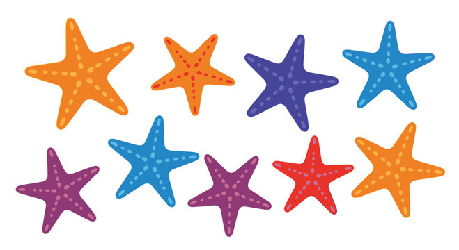 Cartoon star fish, colorful cartoon design on white background, vector image