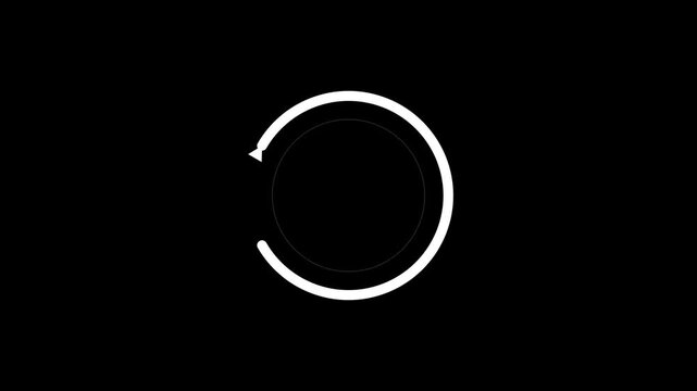 Minimalist circular loading spinner animation on animation black background