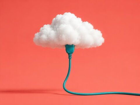 Nuage branch&eacute; sur c&acirc;ble &eacute;lectrique turquoise
