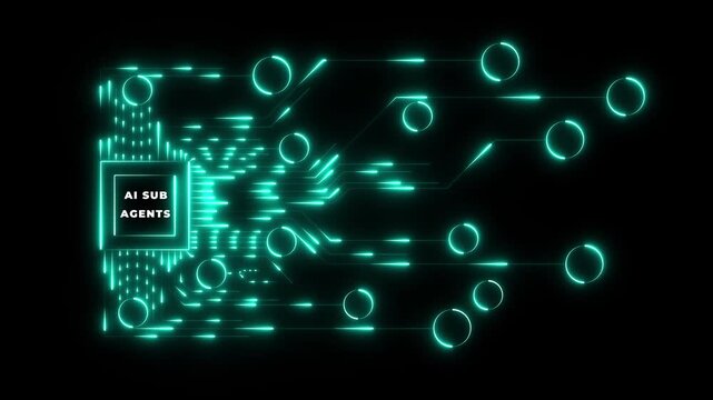 Ai tools or neon box. Agentic AI technology motion background. Multi agent AI systems, Automate daily Tasks.Smart AI efficiency, Automate repetitive work.4k motion graphics video animation