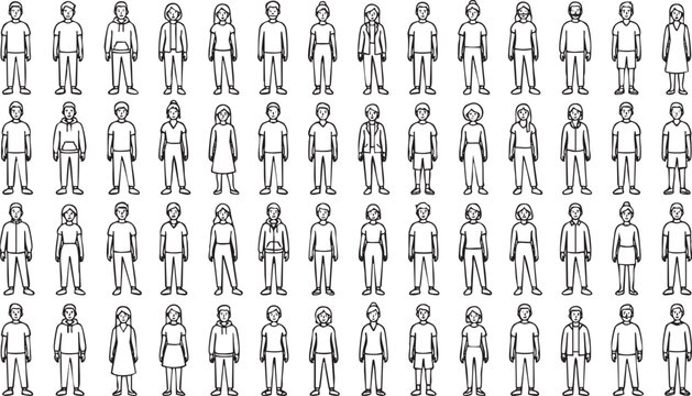 A large group of diverse people standing in various casual outfits