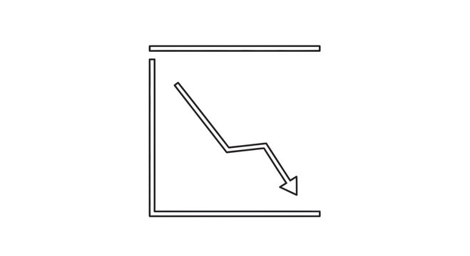 Down Trend Graph Icon with Arrow, Business Decline Concept
