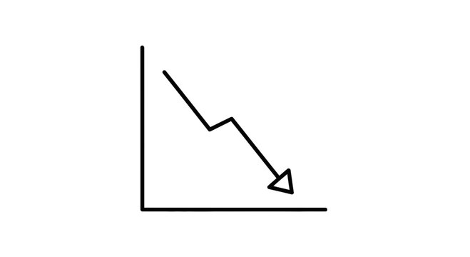 Downward Trend Graph Arrow Icon - Business Decline and Financial Loss Concept