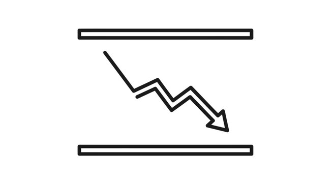 Downward Trend Arrow Icon, Business Decline, Financial Crisis, Stock Market Crash Concept