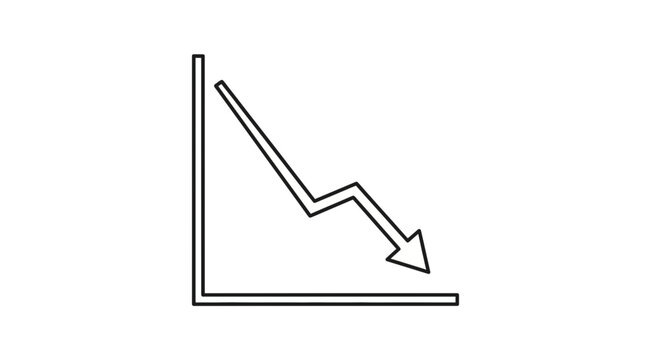 Downward Trend Graph Icon, Arrow Showing Decline, Business Loss, Financial Crisis Concept
