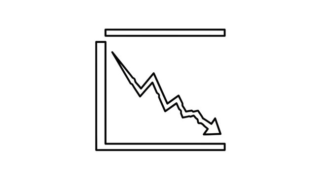 Business Downward Trend Graph Icon, Financial Crisis, Stock Market Decline, Recession Concept