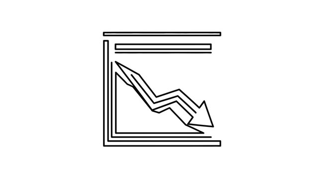 Business Downward Trend Graph Arrow Icon, Negative Financial Performance