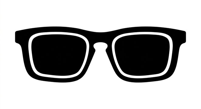 Black glasses icon, eyeglasses silhouette, sunglasses vector, optical glasses symbol, fashion accessory