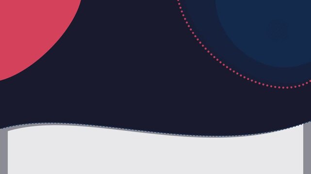 Abstract Minimalist Motion Background with Waving White Shape and Geometric Red Navy Circles