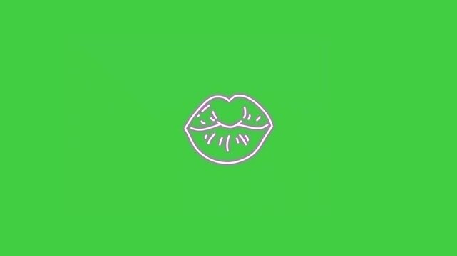 Glowing neon lips doodle animation with stylish hand-drawn effect, perfect for pop art, fashion, beauty, and social media video content.
