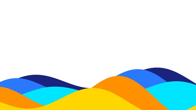 Abstract Colorful Organic Waves Undulating on White Background Minimalist Flat Vector Animation