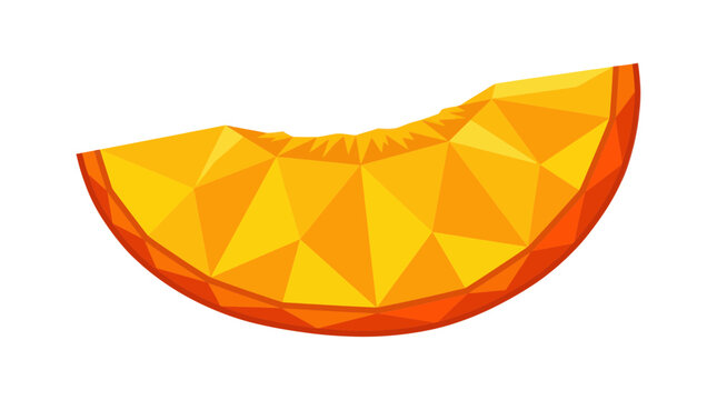 Geometric Peach Slice, Low Poly Fruit, Abstract Summer Food