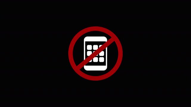 Mobile phone is not allowed icon animation in 4K animation with alpha channel.Mobile phone symbol animated with transparent background.
