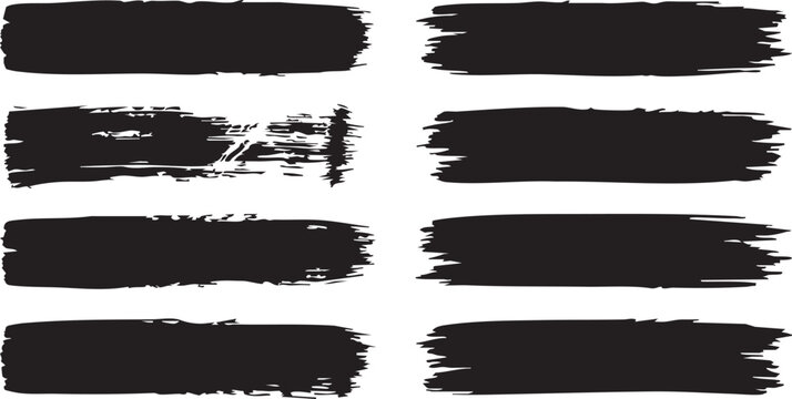 Collection of black brush stroke rectangles on for design elements