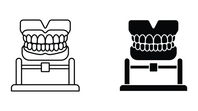 Vector illustration of dental braces on teeth with brackets and wires in flat design