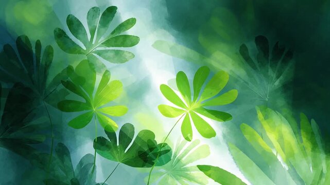 Tropical rainforest dense jungle leaves swaying vibrant life motion background loop animation