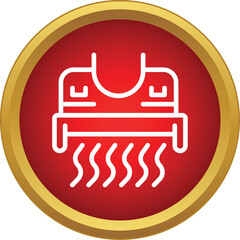 Obraz premium Car air conditioning system blowing warm air icon in a gold bordered red circle