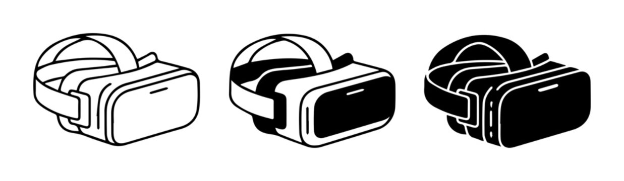 Virtual Reality Headsets, VR Goggles Icons, Immersive Technology Graphics