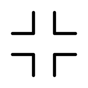 Black arrows converge to minimize interface elements in a simple graphic design.