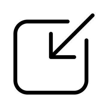 A graphic icon depicting a shrink action with an arrow pointing downwards and to the left.