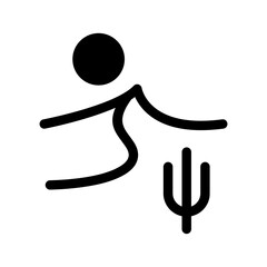 Fototapeta premium A person runs across a hot desert landscape with a cactus in the arid sandy dunes.