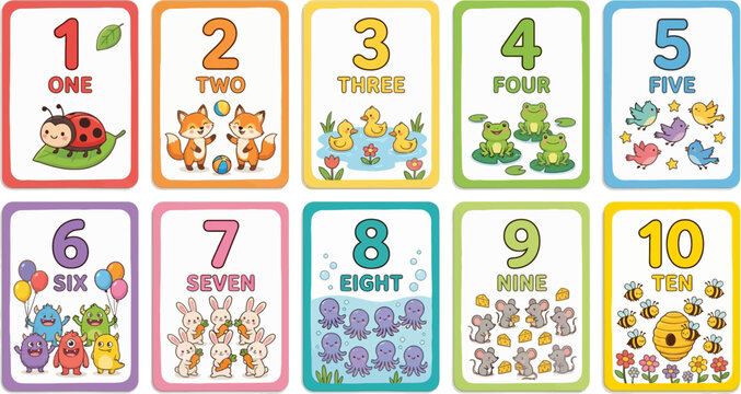 Cute number flashcards collection