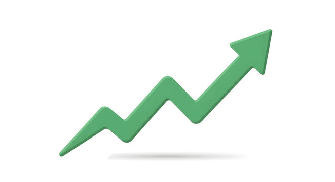 A vibrant green arrow with a jagged line segment pointing upwards, symbolizing growth, progress, and positive trends in business and finance.