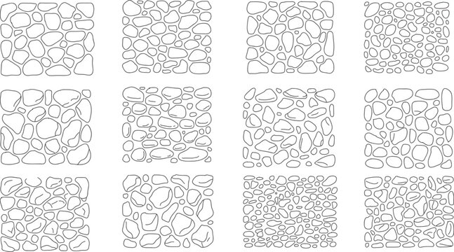 Cobblestone CAD Hatch Pattern Collection, Seamless Stone Pavement Textures for Architectural Drawings, Landscape Design, Site Plans and Construction Projects