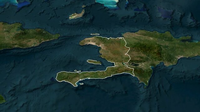 3D animated map of Haiti with Flag and borders