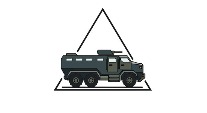 Armored Military Truck with Machine Gun and Triangle Emblem