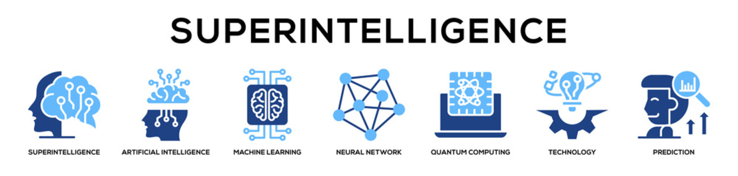Glyphcolor - Superintelligence web banner icon vector illustration concept