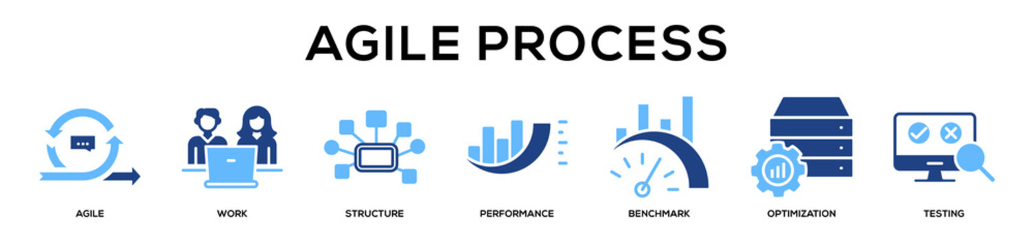 Glyphcolor - Agile Process web banner icon vector illustration concept