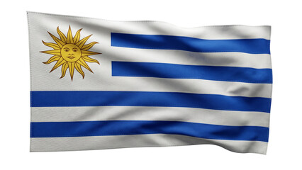 Obraz premium Waving Uruguay flag PNG isolated on transparent background, national symbol of Uruguay for patriotic design and independence day