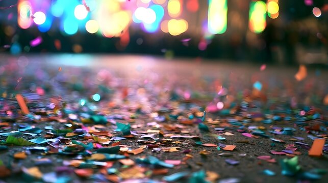 Vibrant and colorful abstract background design featuring dynamic lines and confetti elements suitable for a music stage or celeb n