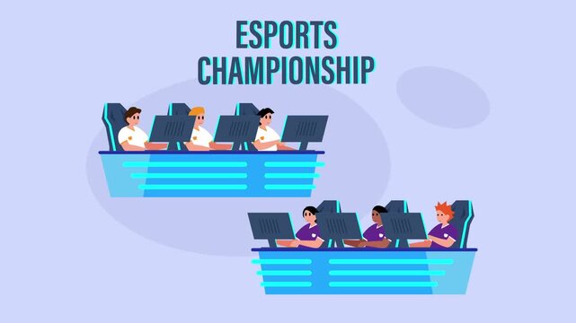 Esports Championship with Professional Cyber Sport Teams in Tournament cartoon animation